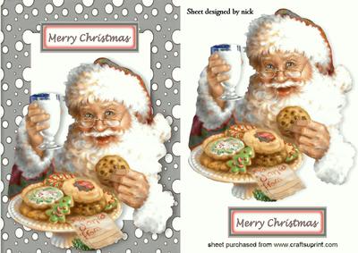 Santa with Cookies in Silver Snow Frame