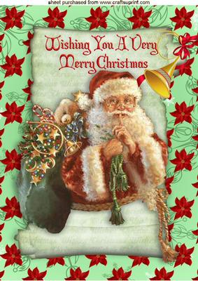 Lovely Vintage Santa on a Scroll A4