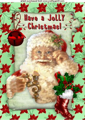 Lovely Vintage Santa Have a Jolly Christmas A4