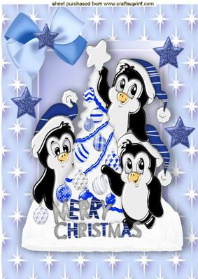 Playful Penguins in Star Frame A4