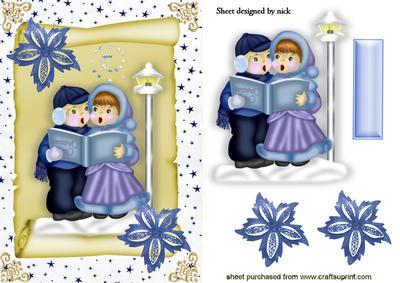 Carol Singers on a Scroll with Stars