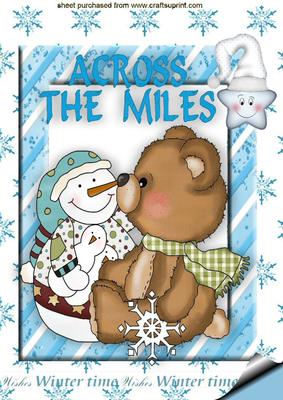Across the Miles Cute Teddy with Snowman A4