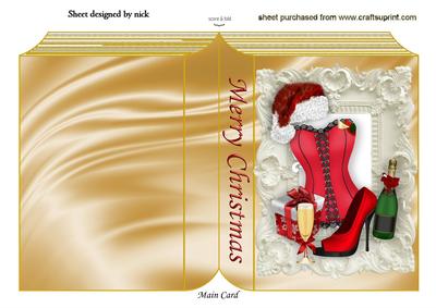 Christmas Red Basque with Santa Hat & Champagne Folded Book