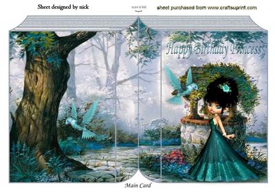 For a Princess with Wishing Well and Bird Folded Book