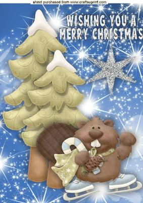 Cute Beaver with Christmas Trees and Star A4