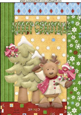 Reindeer with Robins and Christmas Tree A4