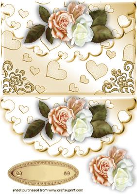 Peach & White Roses on Scalloped Envelope