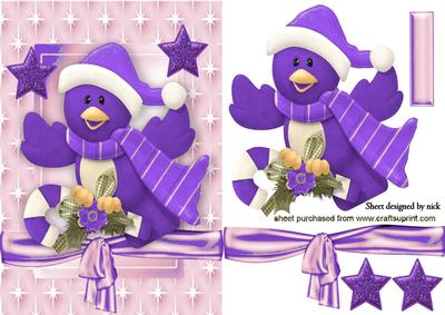 Little Purple Bird in Rainbow Colours in Star Frame