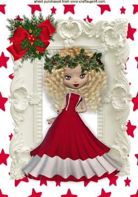 Sweet Lady in Ornate Frame Dressed in Red A4