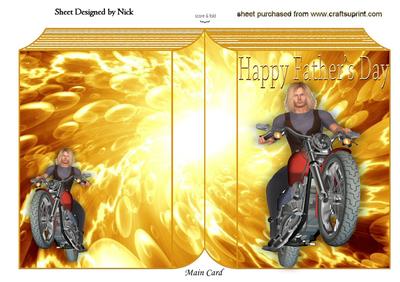Father's Day Biker Dude with Flames Folded Book
