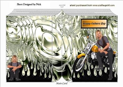 Father's Day Dude! with Gold Motorbike Folded Book