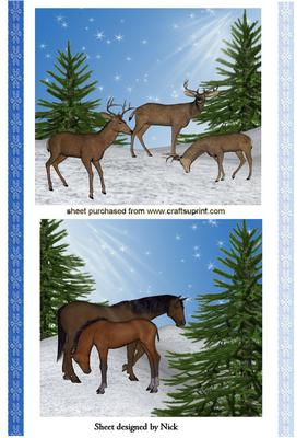 Reindeers and Horses in the Snow Toppers