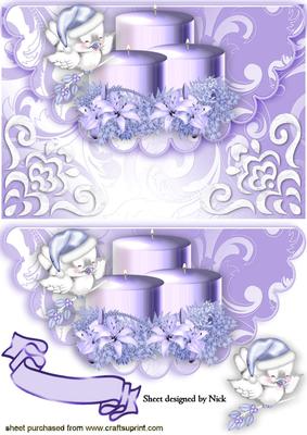 Lilac Candle with Little Bird Scalloped Envelope