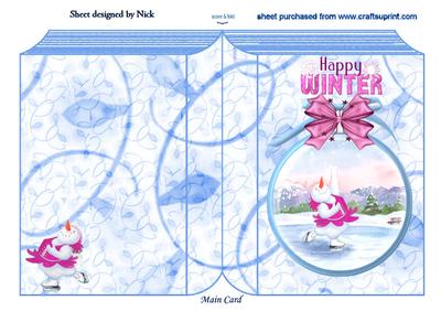 I Love to Ice Skate Cute Snowman, Folded Book