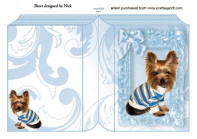 Little Cute Terrier in Blue Frame, Folded Book