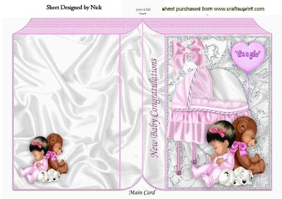 Baby Girl with Crib, on a Folded Book