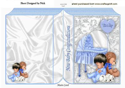 Cute Baby Boy with Teddy on a Folded Book