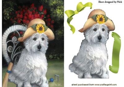 Cute Westie in a Sun Hat