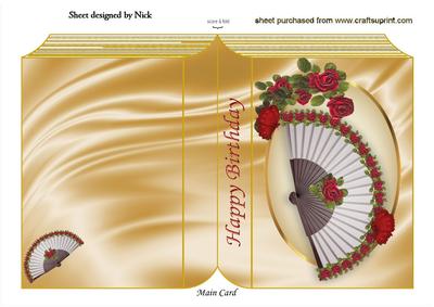 Ladies Fan of Red Roses and Butterflies Folded Book