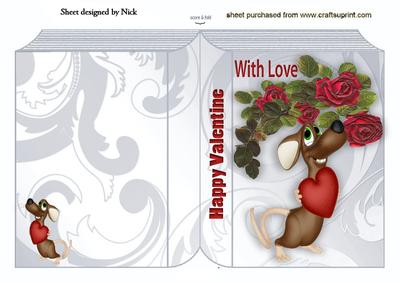 Cute Little Mouse for Valentine Folded Book
