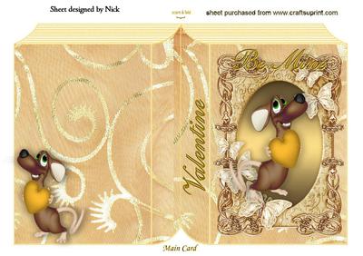 Be Mine Cute Mouse with Heart Folded Book