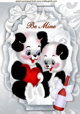 Adorable Pandas with Big Bow, Be Mine A4