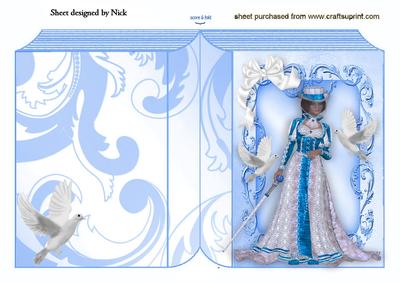 Pretty Lady in Blue, with Doves Folded Book