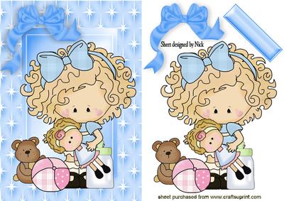 Little Girl with Her Toys in Star Frame