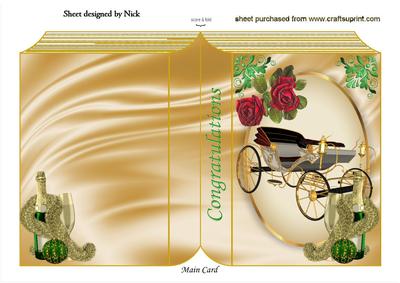 Romance Champers and a Gold Carriage Folded Book