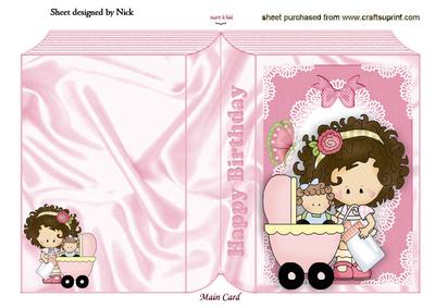 Little Girl with Her Dolls Pram Folded Book