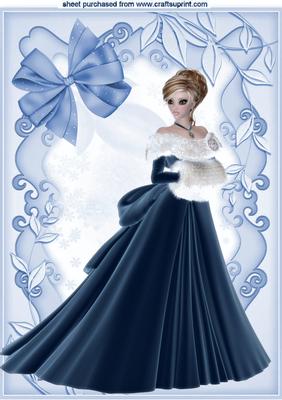Elegant Lady in Blue Winter Gown A4