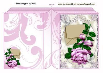 Beautiful Pink Rose with Envelope Scalloped Book