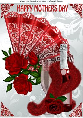Rose Fan with Champagne for Mothers Day A4