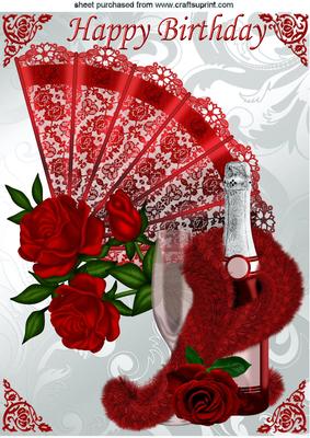 Ladies Rose Fan and Champers for Birthday
