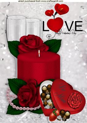 Candles, Red Roses Chocolates for Valentines Day A4