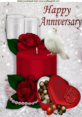 Candle, Roses, Choc, and Doves, for Anniversary A4