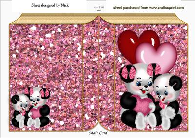 Romantic Pandas on Sequin Folded Book