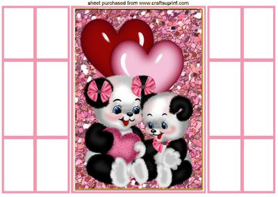 Lovely Romantic Pandas with Heart French Gatefold