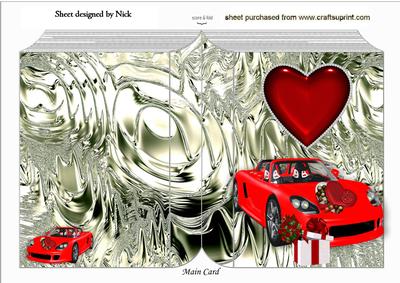 Red Car, Chocolates,hearts Valetine, Folded Book