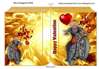 My Valentine with Hearts and Motorbike Folded Book