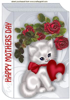 White Kittie with Heart for Mum A4 Folded Book
