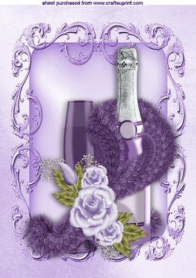 Purple Fur Stole, with Rose and Champers A4
