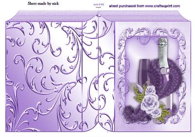 Purple Ornate Book with Champers and Rose