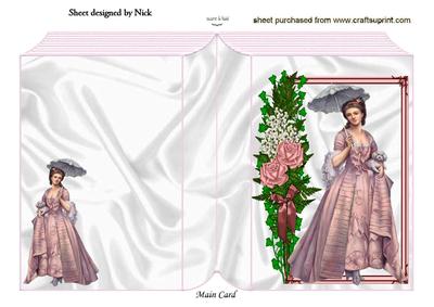 Vintage Lady in Rose and Bow Frame Folded Book