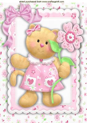 Little Bear with Flower and Pretty Bow A4