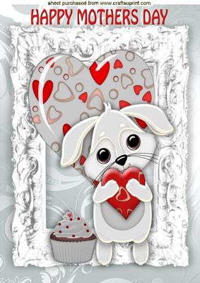 Sweet Little Love Bunny for Mother's Day with Heart A4