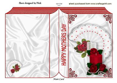 Pretty Fan with Rose Candle Mothers Day Folded Book