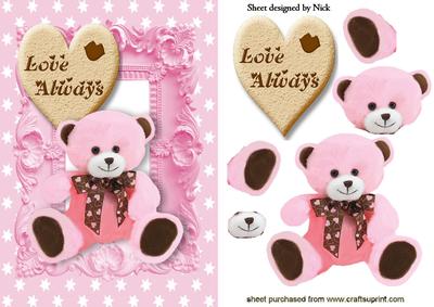 Love Always Biscuit Heart with Pink Teddy