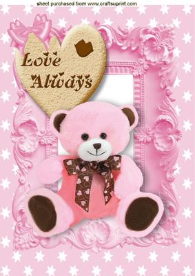 Cute Teddy with Heart Biscuit in Star Frame A4