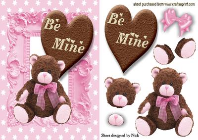 Be Mine Heart Biscuit with Brown Teddy in Star Frame